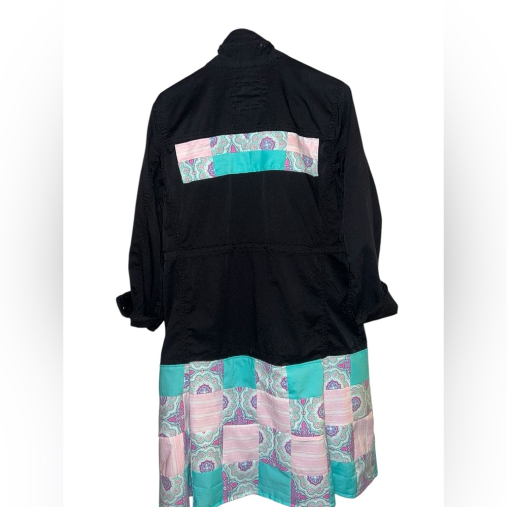 Upcycled Black Patchwork Women's Duster Jacket - image 5